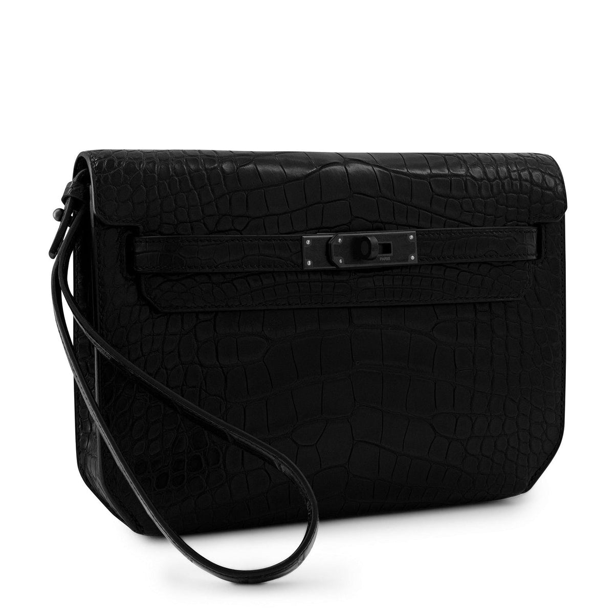 Kelly Depeche Black Monochrome Crocodile 25cm – Luxury Vault