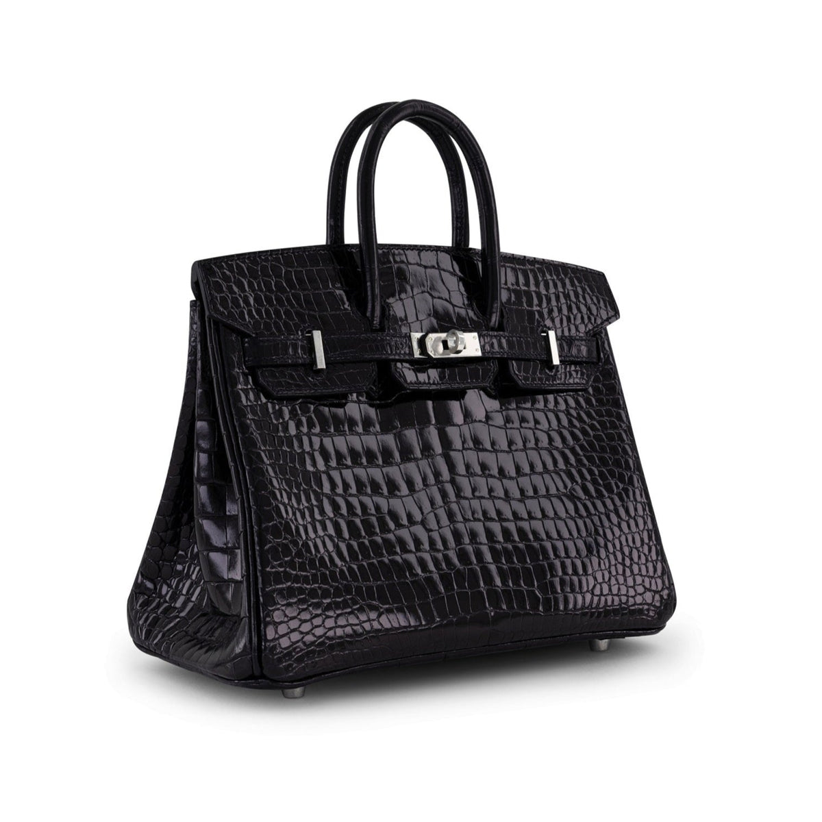 Black Shiny Crocodile Birkin 25cm PHW