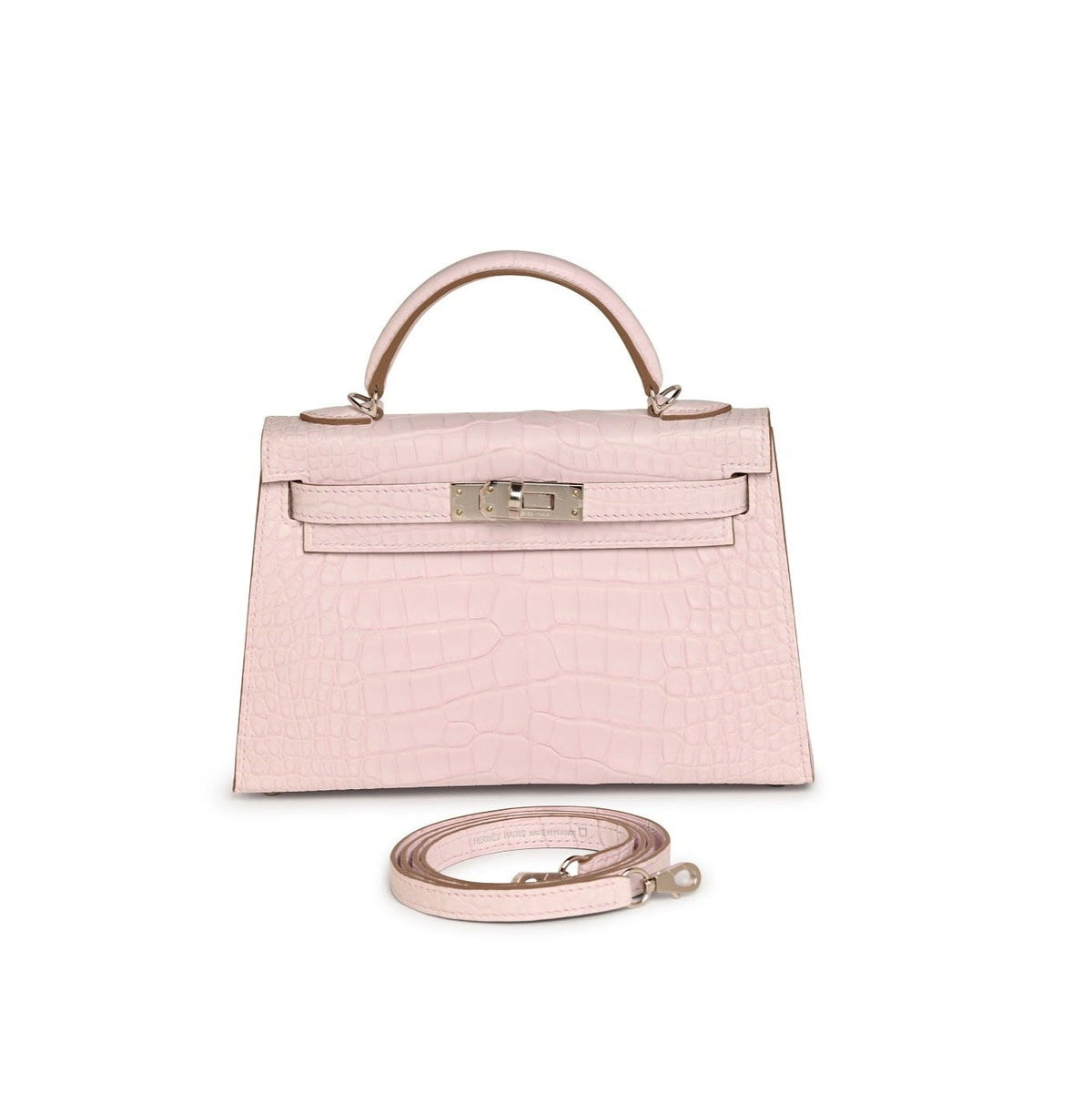 Mauve Pale Crocodile Mini Kelly 20cm