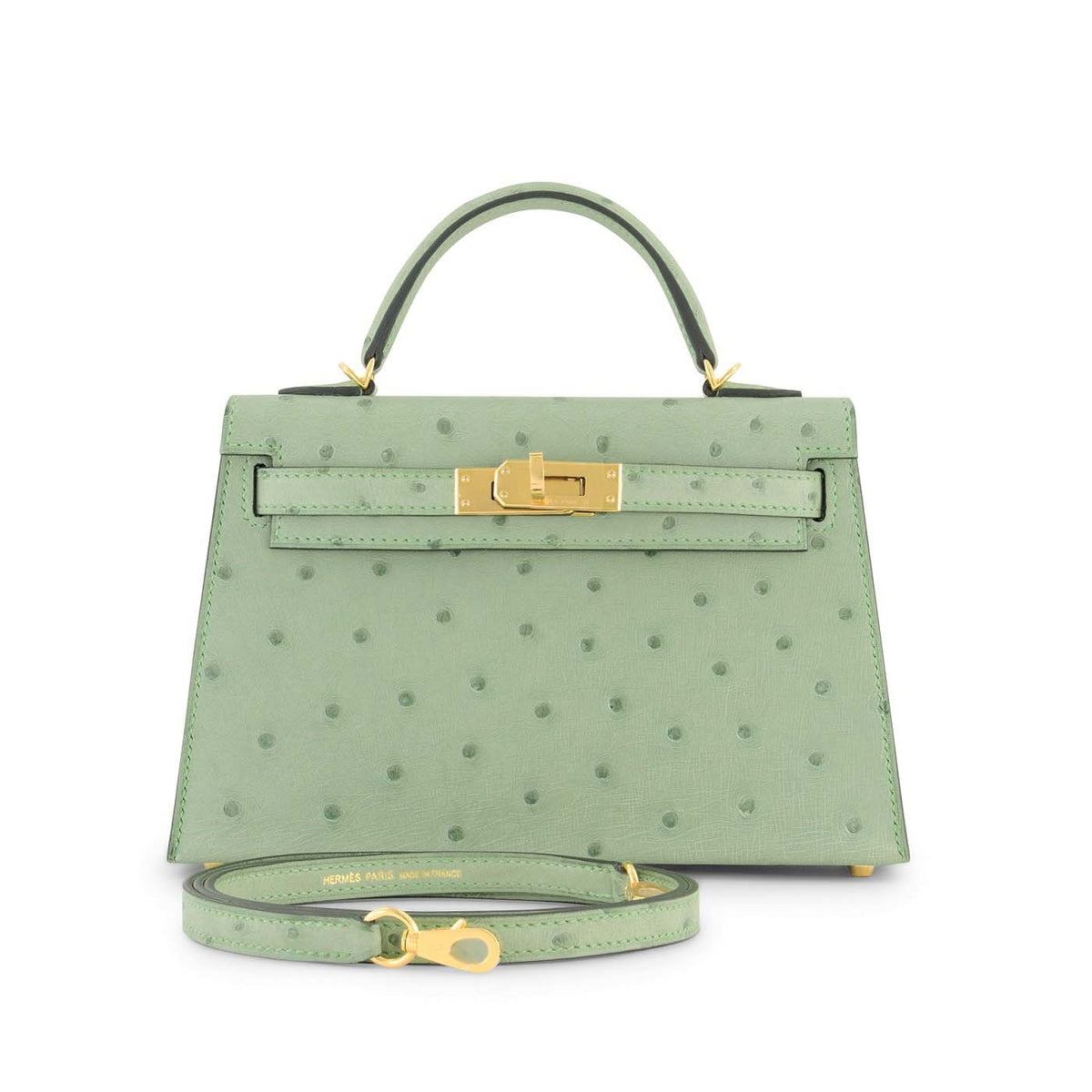 Vert Criquet Ostrich Mini Kelly 20cm
