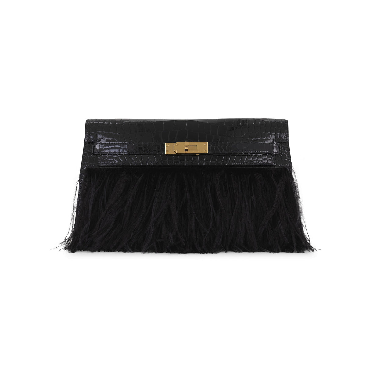 Kelly Elan Foile Black Shiny Porosus Crocodile Feather