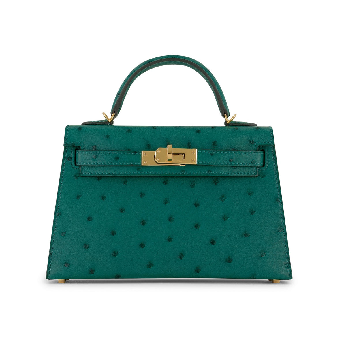 Vert Vertigo Ostrich Mini Kelly 20cm GHW